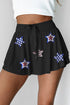 Sparkly Stars And Stripes Patriotic Flared Drawstring Active Skort